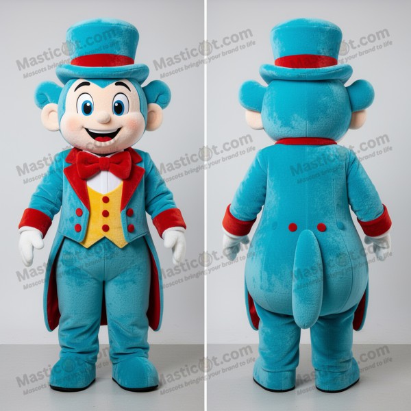 Cyan velvety ring master mascot - Masticot.com