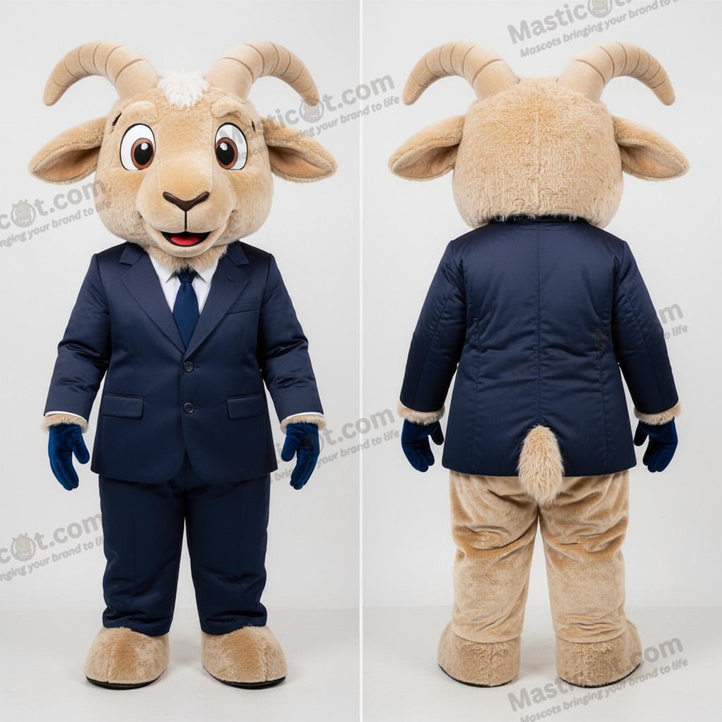 Beige myk geitmaskot - Boergeit - MASTICOT_18490 - Masticot.com