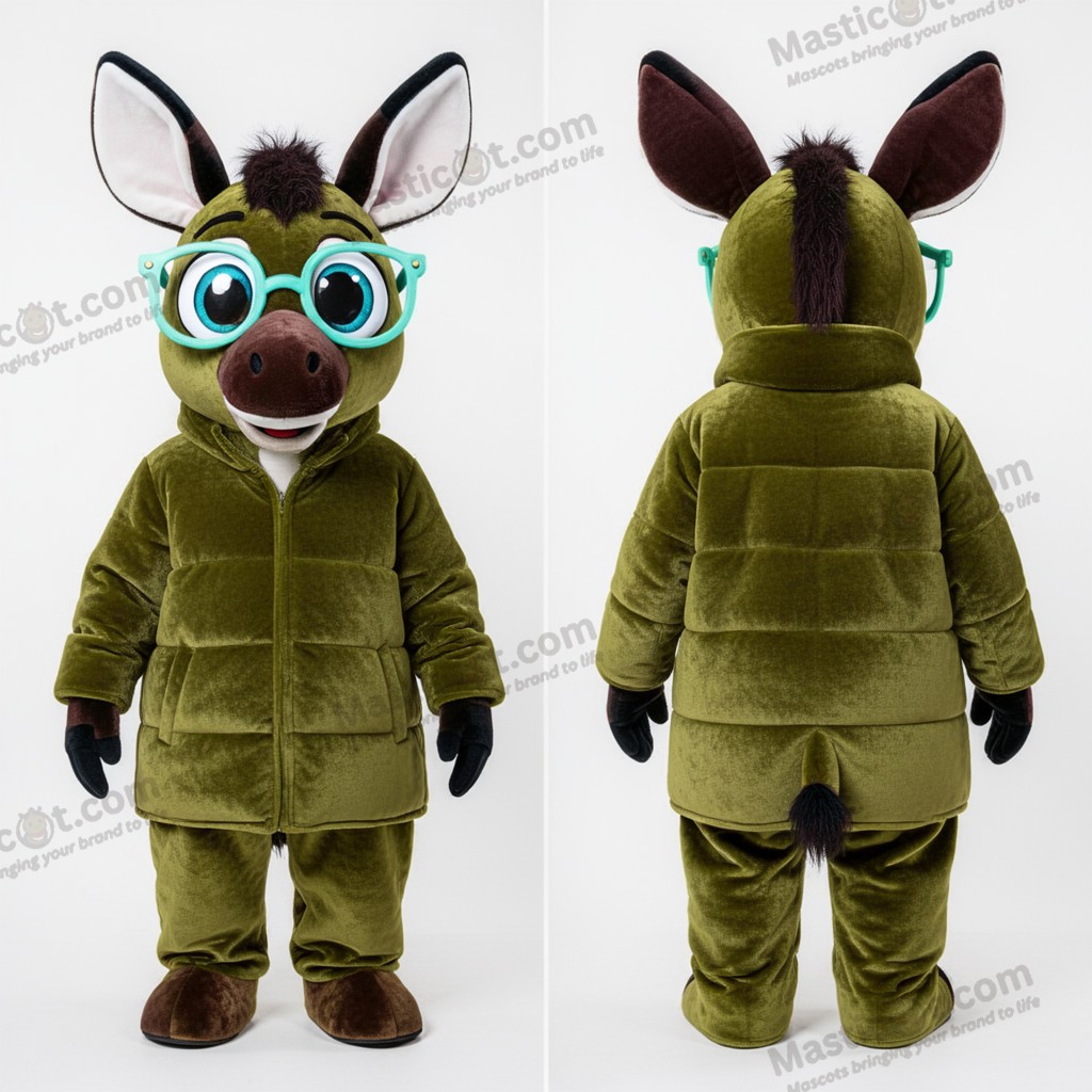 Olijfgroene pluchen okapi mascotte - Okapi - MASTICOT_18493 - Masticot.com