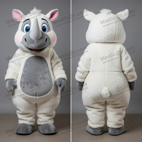 Ivory broad shouldered woolly rhinoceros mascot -