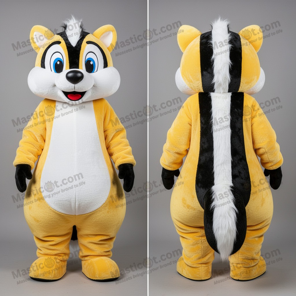 Goldgelbes, ausdrucksstarkes Stinktier-Maskottchen -