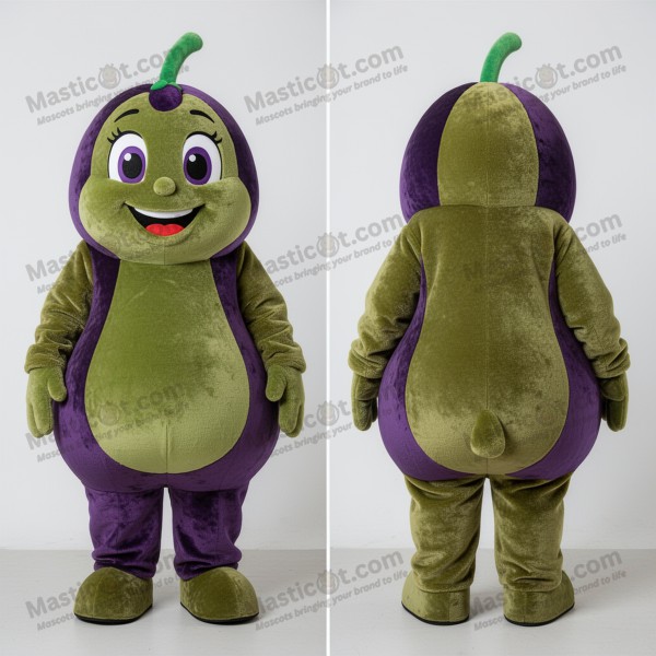 Olive green velvety plum mascot - Masticot.com