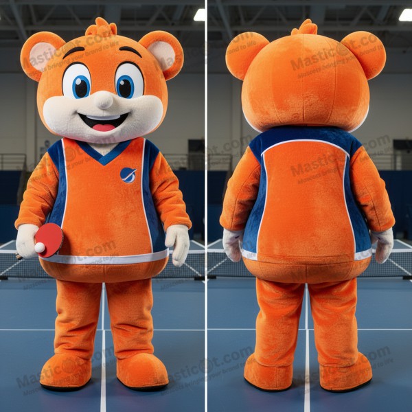 Orange velvety ping pong table mascot - Masticot.com