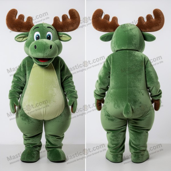 Deep Forest Green Velvety Moose Mascot - Masticot.com