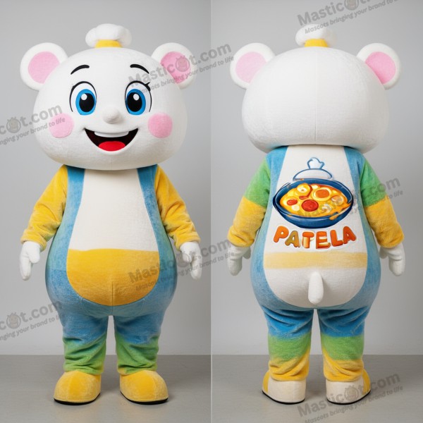 Mascote alegre de paelha branca - Masticot.com