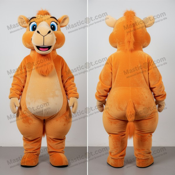 Orange friendly camel mascot - Masticot.com