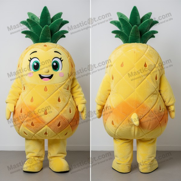 Vibrant Yellow Rounded Pineapple Mascot - Masticot.com