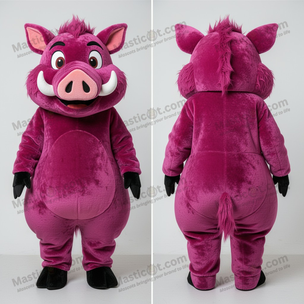 Magenta gepolstertes Wildschwein-Maskottchen - Masticot.com