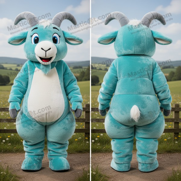 Turquoise velvety goat mascot - Masticot.com