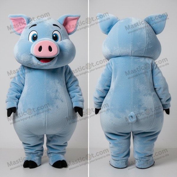 Sky blue friendly sow mascot - Masticot.com