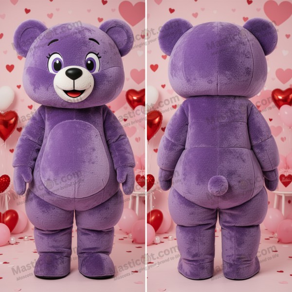Purple velvety teddy bear mascot - Masticot.com