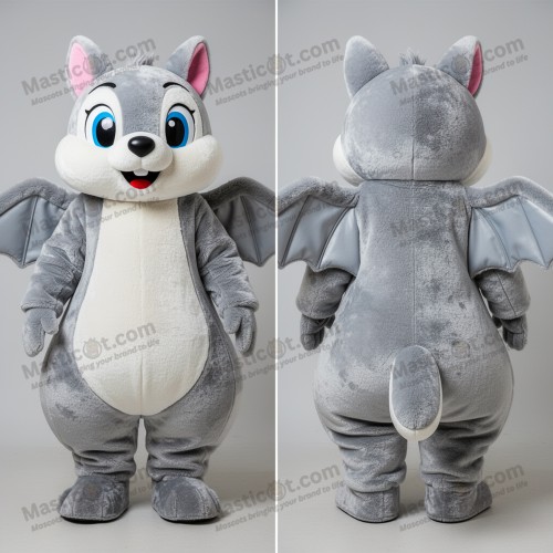 Silver furry flying squirrel mascot - Masticot.com