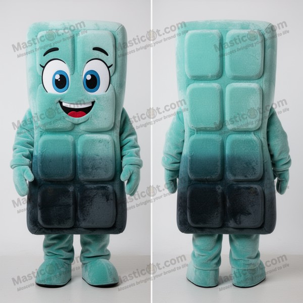 Teal rounded chocolate bar mascot - Masticot.com