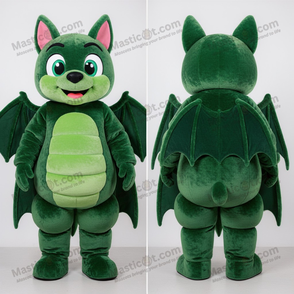 Forest green velvety bat mascot - Masticot.com
