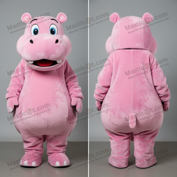Sametově růžový veselý hipopotamí maskot - Masticot.com