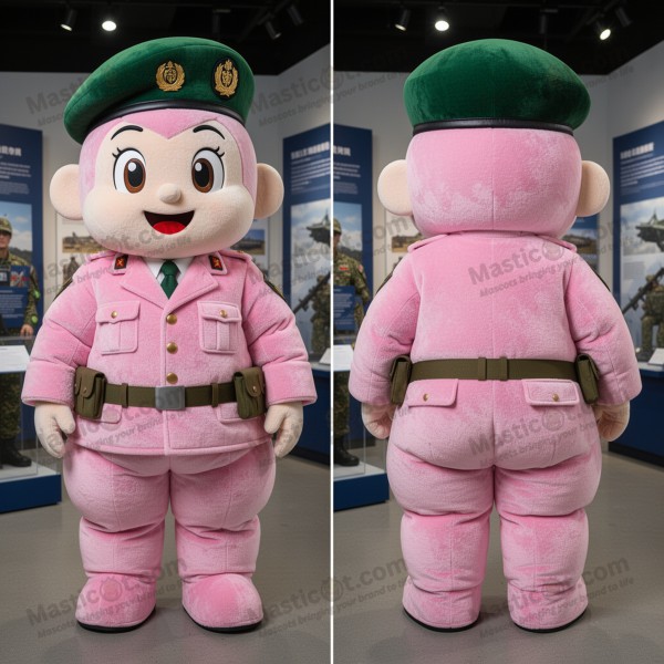 Emerald green broad shouldered green beret mascot -