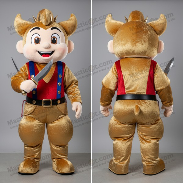 Golden satin knife thrower mascot - Masticot.com