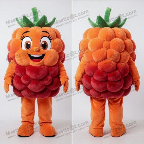 Vibrant orange cheerful raspberry mascot - Masticot.com