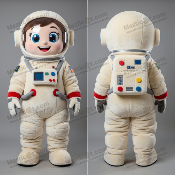 Cream velvety astronaut mascot - Masticot.com