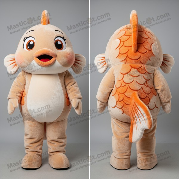 Beige rounded goldfish mascot - Masticot.com