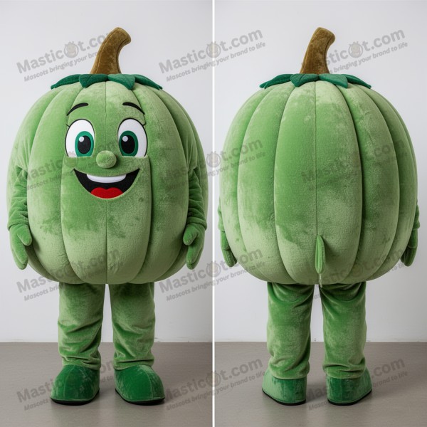 Vibrant Green Round Pumpkin Mascot - Masticot.com