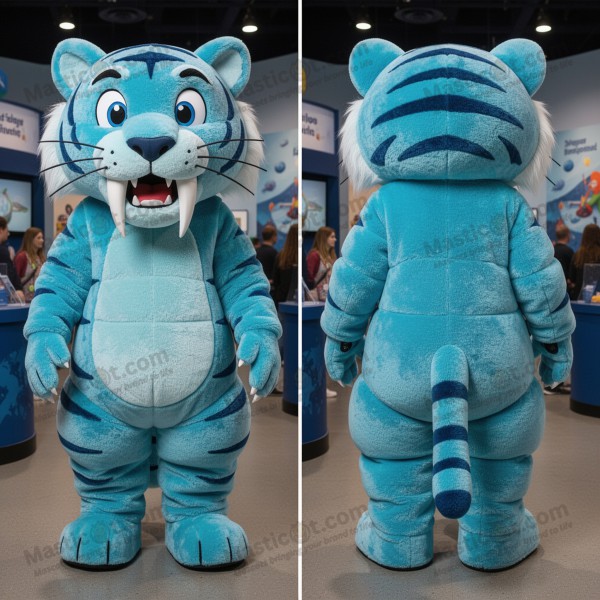 Modrá maskot zubra s ostrými zuby - Masticot.com