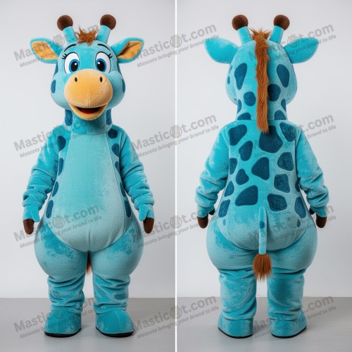 Cyan Spotted Cartoon Giraffe Mascot - Giraffe - MASTICOT_1908 - Masticot.com