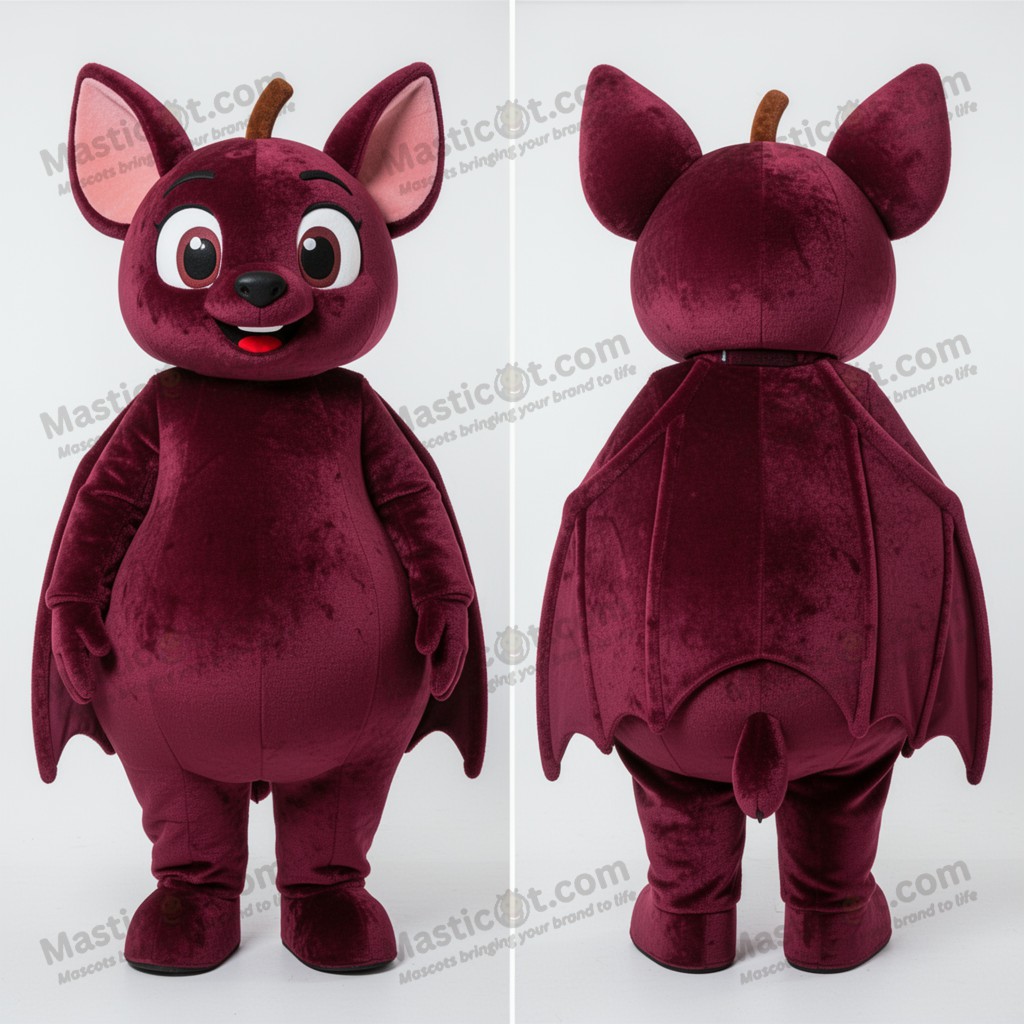 Maroon velvety fruit bat mascot - Masticot.com