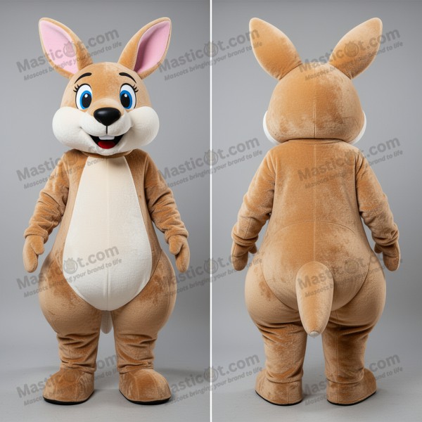 Tan Rounded Kangaroo Mascot - Masticot.com