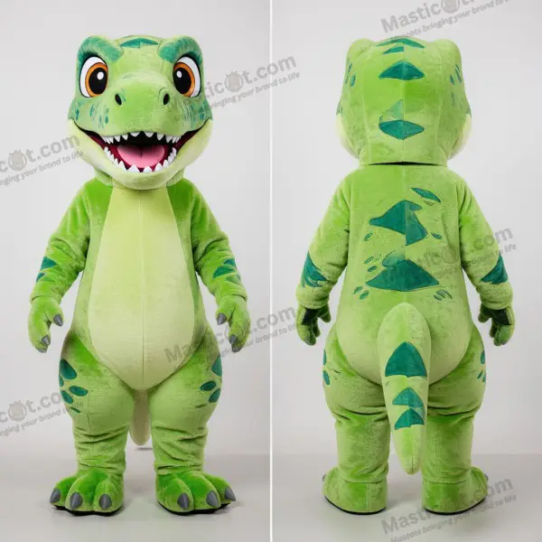 Lime green fierce velociraptor mascot - Velociraptor - MASTICOT_19402 - Masticot.com