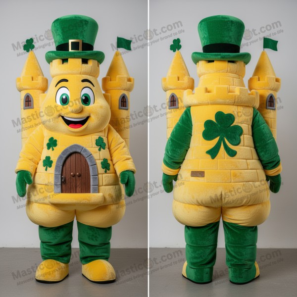 Žlutý zářivý kostelík v irském stylu – maskot - Masticot.com