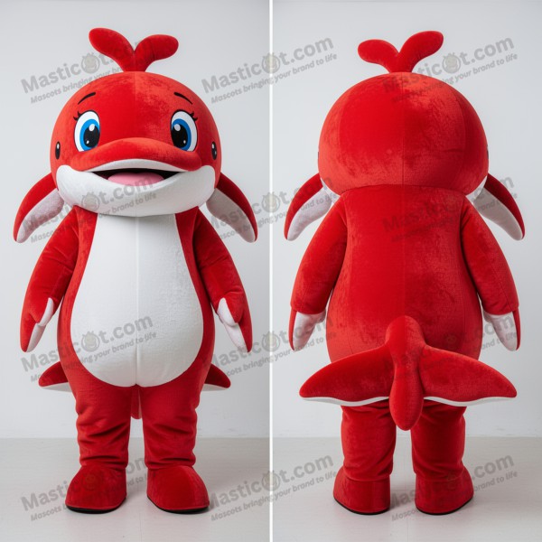 Rudý usmívající se velrybí maskot - Masticot.com