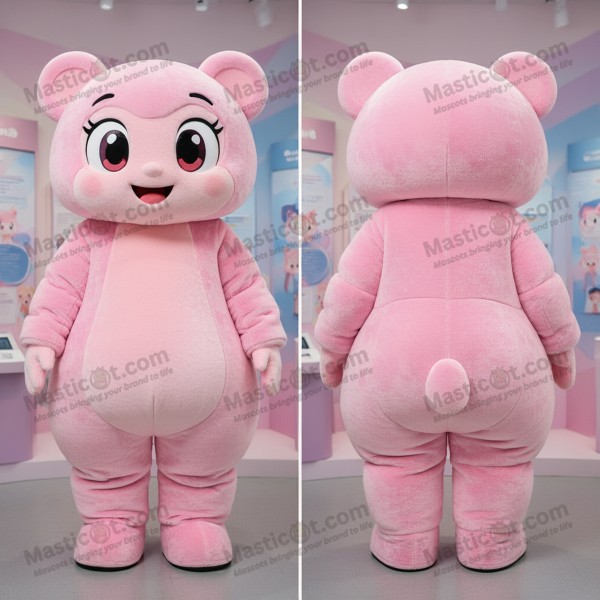 Pink velvety bear mascot - Masticot.com