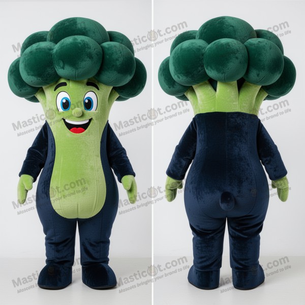 Navy Blue Cartoon Broccoli Mascot - Masticot.com