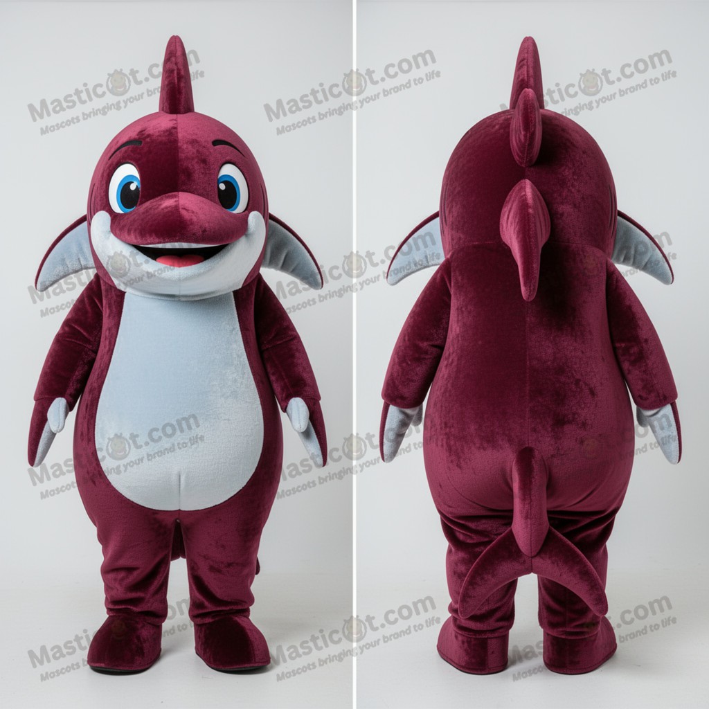 Maroon velvety swordfish mascot - Masticot.com