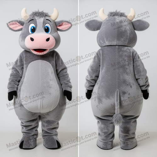 Grå sammetsfleeceko-maskot - Masticot.com