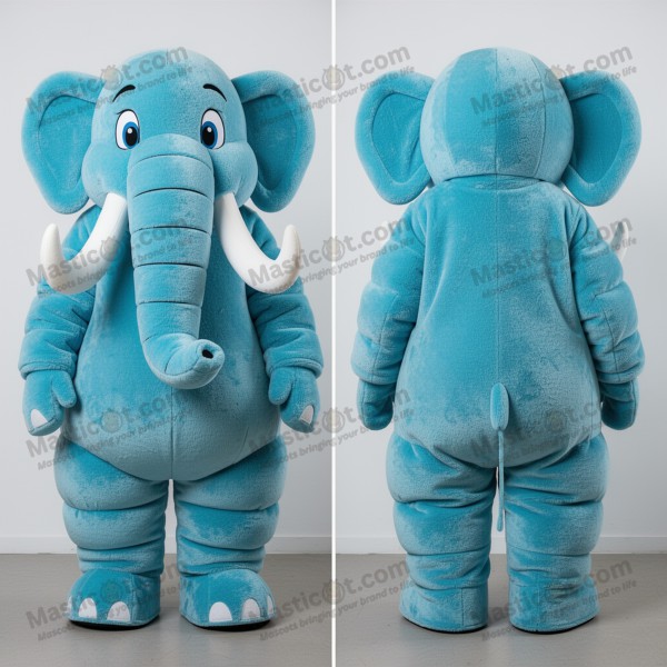 Cyan broad shouldered mammoth mascot - Masticot.com