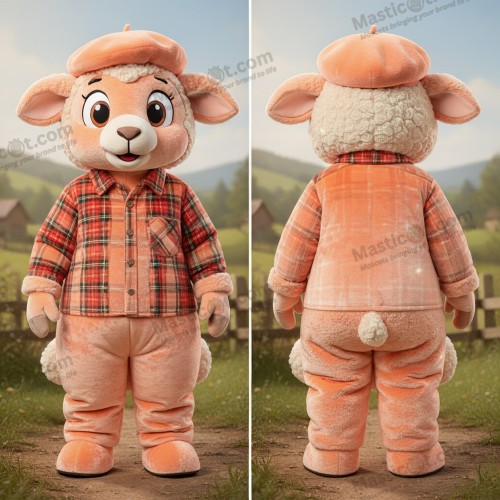 Peach gentle ram mascot - Ram - MASTICOT_19736 - Masticot.com