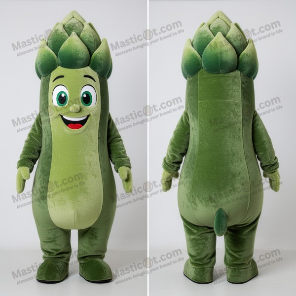 Olive Green Friendly Asparagus Mascot - Masticot.com