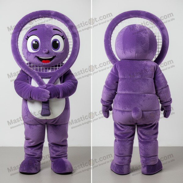 Purple velvety tennis racket mascot - Masticot.com