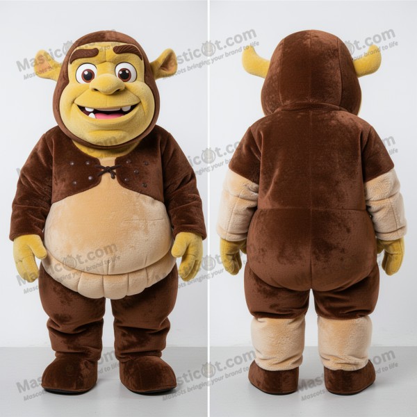 Earthy brown wide grinning ogre mascot - Masticot.com