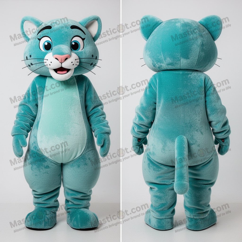 Turquoise Cartoon Puma Mascot - Masticot.com