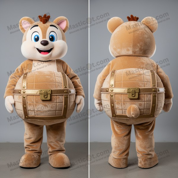 Tan Padded Cartoon Treasure Chest Mascot - Masticot.com