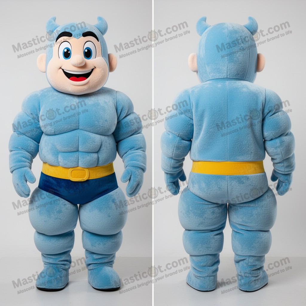 Sky Blue Voluminous Strongman Mascot - Masticot.com