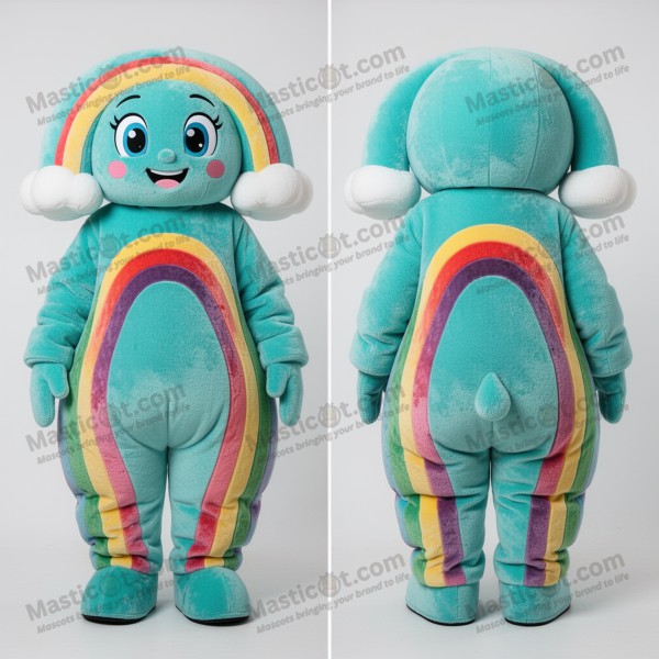 Turquoise Cartoon Sheep Rainbow Mascot - Masticot.com