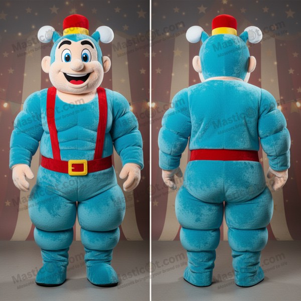 Cyan Padded Strongman Mascot - Masticot.com