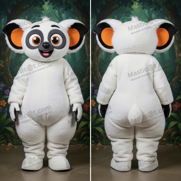 Sametový bílý maskot Aye-aye - Masticot.com