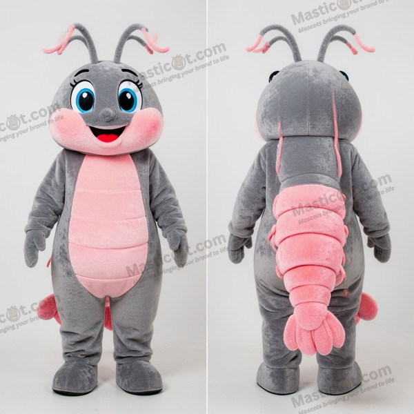 Mascottekostuum garnaal scampi cartoon grijs fluweel - Garnalen Scampi - MASTICOT_20227 - Masticot.com
