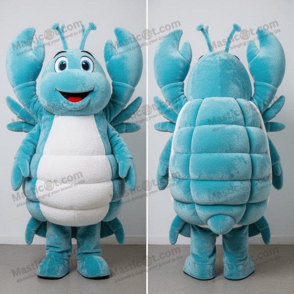 Cyan white friendly lobster bisque mascot - Masticot.com