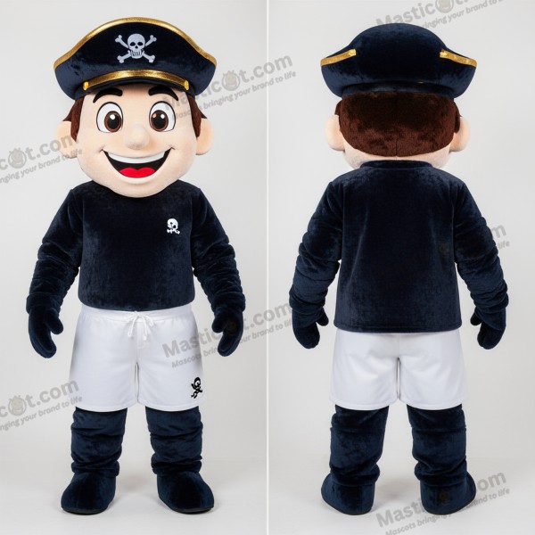 Navy blue smiling pirate mascot - Pirate - MASTICOT_20275 - Masticot.com
